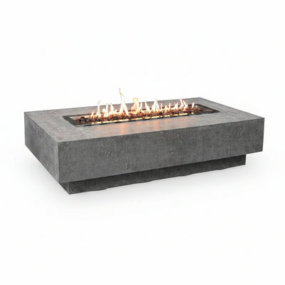 Hampton Fire Table Outdoor Fire Pit 56" X 32" Cast Concrete Firepit Includes Lava Rocks 45,000 Btus Outdoor Fireplace for Patio Furniture Set, Deck, Porch, Outdoor Heater - Liquid Propane