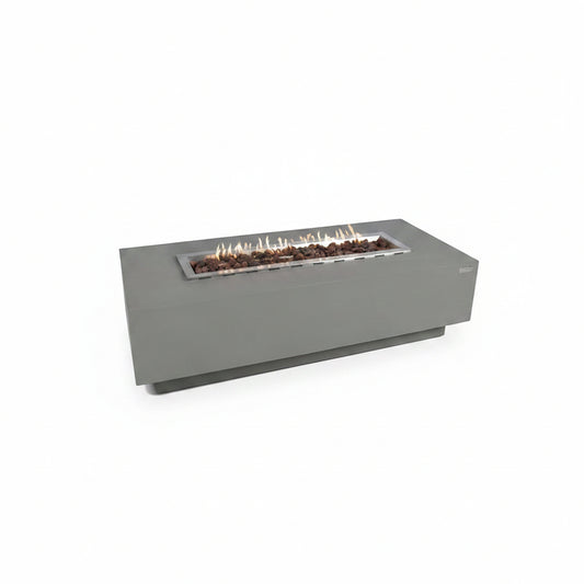 Granville Fire Table Outdoor Fire Pit 60" X 27" Cast Concrete Firepit Includes Lava Rocks 45,000 Btus Outdoor Fireplace for Patio Furniture Set, Deck, Porch, Outdoor Heater - Natural Gas