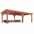 12X24 FT Premium Cedar Wood Pergola with Trellis Roof & Stakes | Outdoor Pergola Kit with Weather-Resistant Support, Backyard Gazebo for Patio, Garden & Events, Reddish-Brown