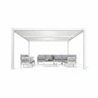 Louvered Pergola Modern White Pergola with Adjustable Roof for Deck Backyard Garden