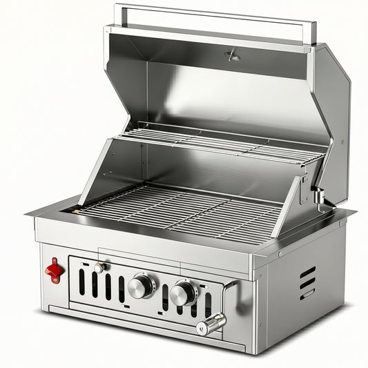 27-IN Premium Portable 304 Stainless Steel Built-In Charcoal Grill with Adjustable Charcoal Tray, Large Front Access Door, and Side Vents, Ideal for Outdoor Family BBQ Gatherings