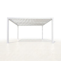 Louvered Pergola Modern White Pergola with Adjustable Roof for Deck Backyard Garden — Studio Shot
